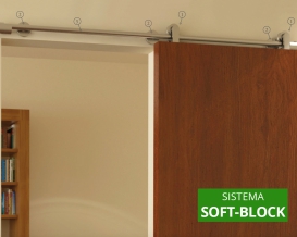 Sliding kit soft-block system single wood door.