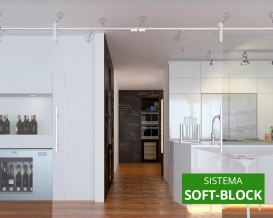 Sliding kit soft-block system double glass door on glass.