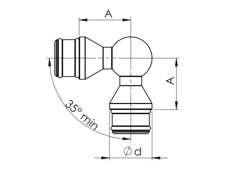 Articulated ball joint TYPE A for Ø 35 mm handrail.