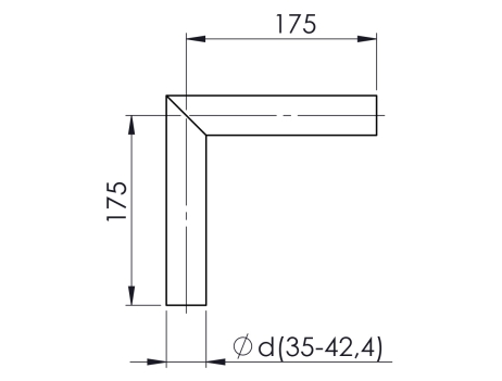 90° flush joiner for Ø 35 mm wall or baluster-mounted handrail.