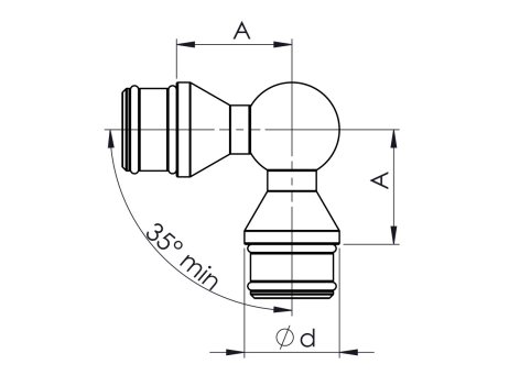 Snodo sferico TIPO A per corrimano Ø 42,4 mm.