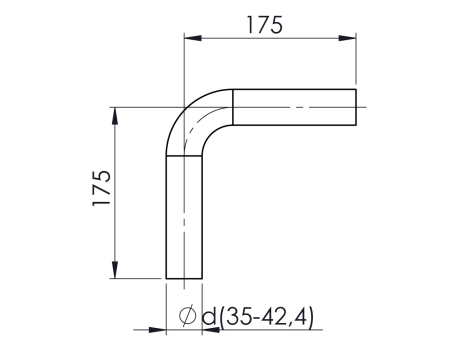 Elbow for Ø 42,4 mm wall or baluster-mounted handrail.