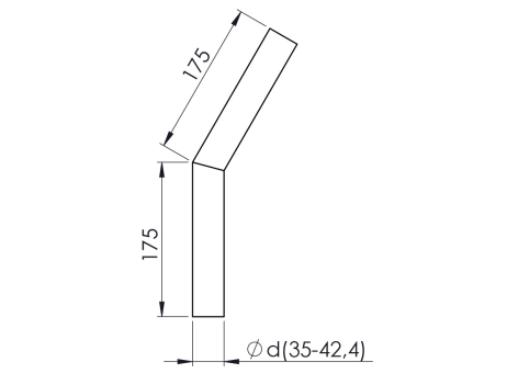 Angolo a 135° per tubo Ø 42,4 mm.