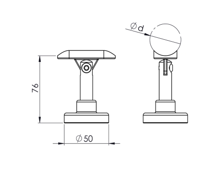 Supporto a mensola per corrimano Ø 42,4 mm su muro